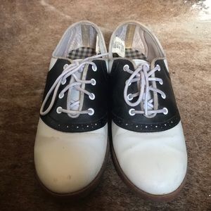 Saddle Oxford shoes black white 8